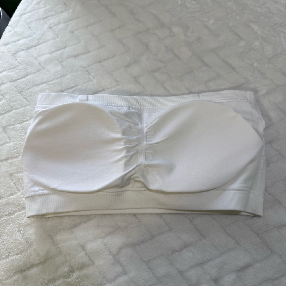 New $14 No Boundaries Walmart Bandeau Tube Bra Top Bralette Ribbed White L - Picture 3 of 8